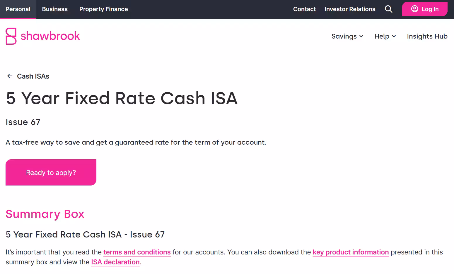 Shawbrook Bank Fixed Rate Cash ISA